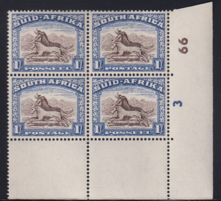 SA 1930 1d SHIP IMPERFORATE BLOCK OF 4