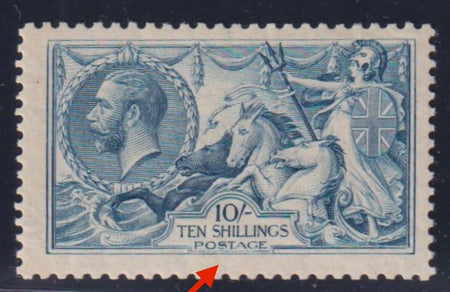 GREAT BRITAIN 1913-18 SEAHORSE 10/-  FINE LIGHTLY  HINGED  MINT- SG N70 (4) INTENSE BRIGHT BLUE