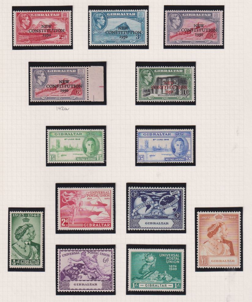 GIBRALTAR 1946-50 RSW & COMMEM SETS SUPERB UNMOUNTED MINT-2d DOUBLE OP!