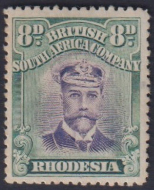 RHODESIA 1913 8d ADMIRAL P15 FINE MINT SG 246 #1100