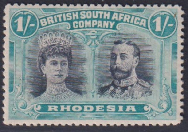 RHODESIA 1910 1/- DOUBLE HEAD UNMOUNTED MINT SG 151  #1143