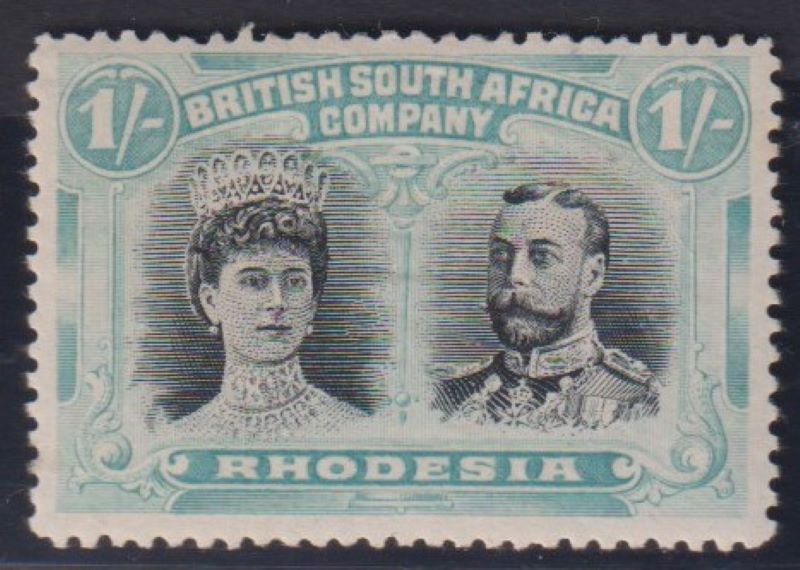 RHODESIA 1910 1/- DOUBLE HEAD FINE MINT SG 152 #1160