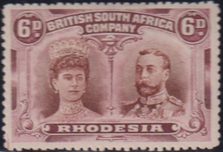RHODESIA 1910 6d DOUBLE HEAD FINE  MINT SG 145 #2145
