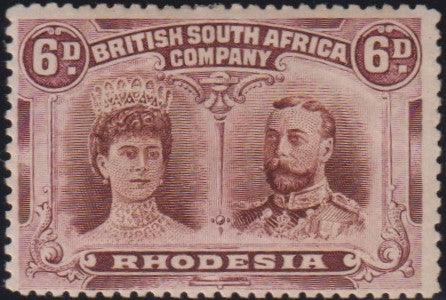 RHODESIA 1910 6d DOUBLE HEAD FINE  MINT SG 145 #2146