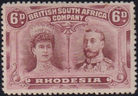 RHODESIA 1910 6d DOUBLE HEAD FINE  MINT SG 144 #2150