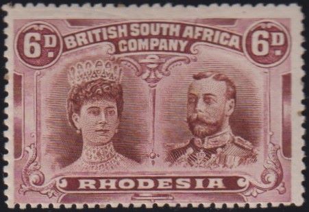 RHODESIA 1910 6d DOUBLE HEAD FINE  MINT SG 145 #2154