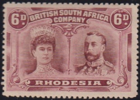 RHODESIA 1910 6d DOUBLE HEAD FINE UNMOUNTED  MINT SG 145 #2155