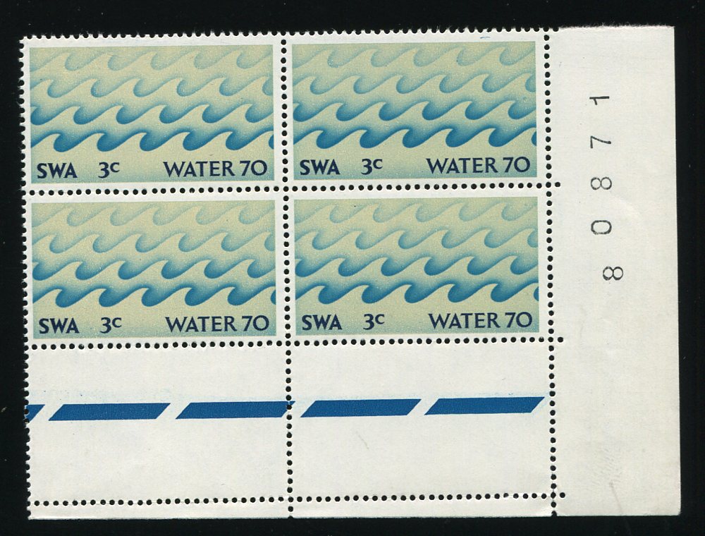 SWA 1970 WATER MISSING PHOSPHOR BANDS SHEET #   BLOCK OF 4