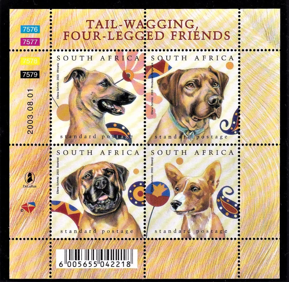 RSA 2003 JUNASS STAMP EXHIBITION DOGS MINIATURE SHEET