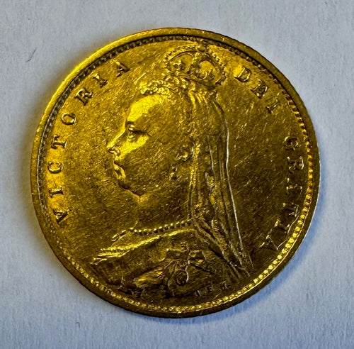 GREAT BRITAIN 1887 QUEEN VICTORIA  GOLD HALF SOVEREIGN A/UNC 2