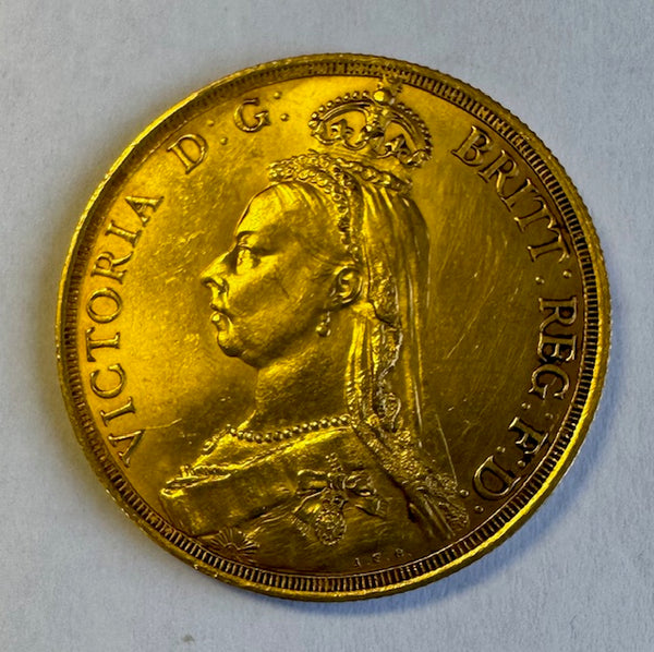 GREAT BRITAIN 1887 QUEEN VICTORIA  GOLD £2 A/UNC 1