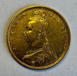 GREAT BRITAIN 1892 QUEEN VICTORIA  GOLD HALF SOVEREIGN A/UNC