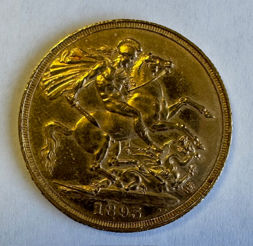 GREAT BRITAIN 1893 QUEEN VICTORIA  GOLD £2 A/UNC