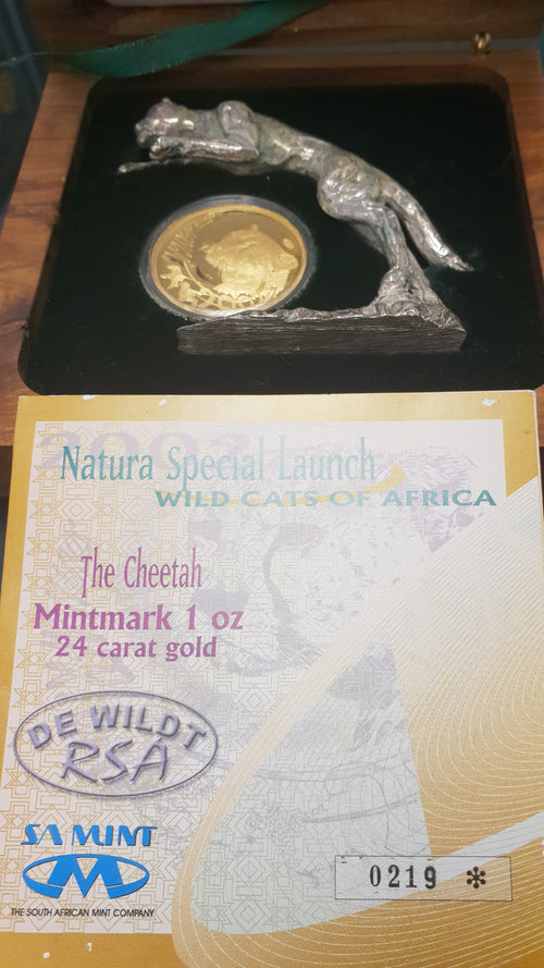 2002 CHEETAH SPECIAL LAUNCH 24ct GOLD OUNCE PLUS SILVER CHEETAH