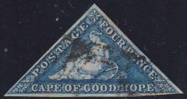 CAPE OF GOOD HOPE 1864  4d SLATE BLUE  TRIANGLE FINE USED