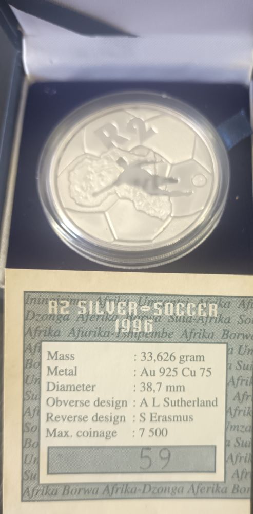 1996 PROOF SILVER TWO RAND -  AFRICA CUP OF NATIONS