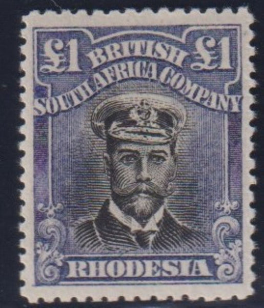 RHODESIA 1913 £1 ADMIRAL DIE 111 SUPERB LIGHTLY HINGED MINT SG 279