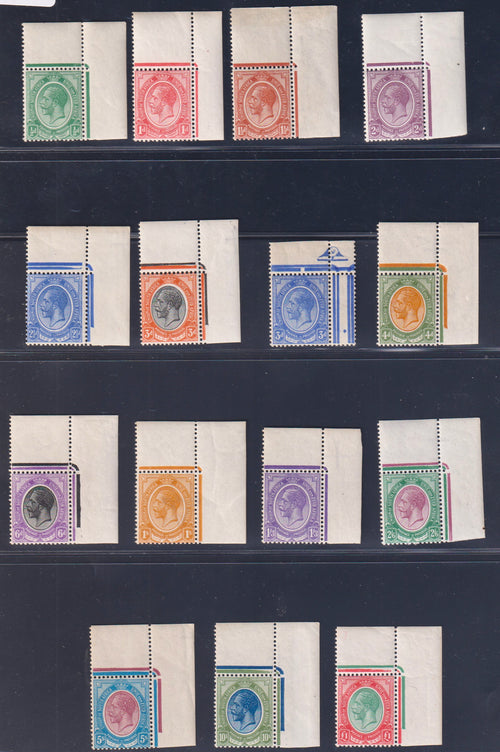 SA 1913 KGV KINGSHEADS COMPLETE SET OF CORNERS UNMOUNTED MINT - RARE!