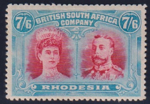RHODESIA 1910 7/6   DOUBLE HEAD FINE MINT - SG160b
