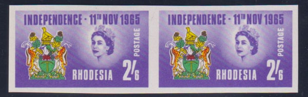 RHODESIA 1965 INDEPENDENCE PAIR IMPERFORATE UNMOUNTED  MINT -SG358a CV £900
