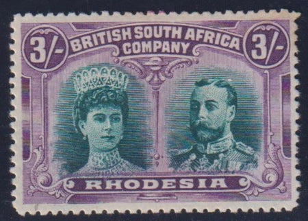 RHODESIA 1910 2/-    DOUBLE HEAD FINE UNMOUNTED MINT - SG153