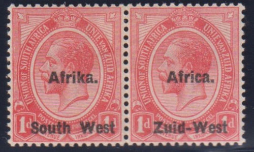 SWA 1923 1d "AFRICA/AFRIKA" ABOVE "SOUTH WEST MINT SACC 2j