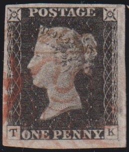 GREAT BRITAIN 1840 1d BLACK FINE USED ON PIECE- PLATE 6 CV £375