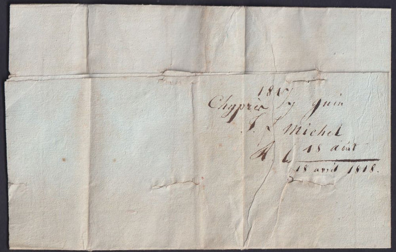 CYPRUS "MALTA LAZARET" DISINFECTED MAIL 1817 to MARSEILLES