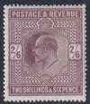 GREAT BRITAIN  KEV11 1902 2/6 PALE DULL PURPLE UNMOUNTED MINT