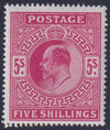 GREAT BRITAIN  KEV11 1912  5/- CARMINE FINE  MINT (CERT)