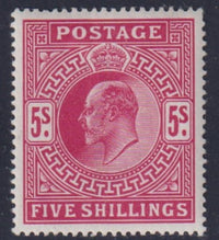 GREAT BRITAIN  KEV11 1912  5/-  CARMINE SUPERB MINT