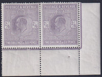 GREAT BRITAIN  KEV11 1911 2/6 DULL GREYISH-PURPLE PROVING PAIR FINE MINT