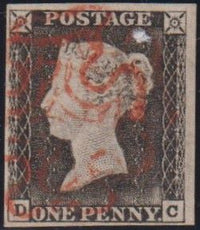 GREAT BRITAIN 1840 1d BLACK PLATE 1a SUPERB USED