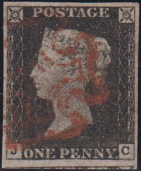 GREAT BRITAIN 1840 1d BLACK PLATE 2 SUPERB USED