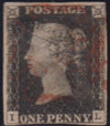 GREAT BRITAIN 1840 1d BLACK PLATE 5 FINE USED