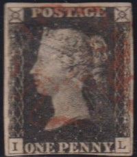 GREAT BRITAIN 1840 1d BLACK PLATE 5 FINE USED