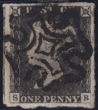 GREAT BRITAIN 1840 1d BLACK PLATE 3 FINE USED