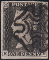 GREAT BRITAIN 1840 1d BLACK PLATE 4 SUPERB  USED
