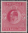 GREAT BRITAIN  KEV11 1902  5/- BRIGHT CARMINE UNMOUNTED MINT