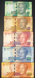 FULL SET OF UNC SA BANKNOTES KGANYAGO - MANDELA CENTENARY - 2ND ISSUE - 2018