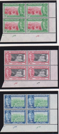 MONTSERRAT 1951  SET  IN SUPERB UNMOUNTED MINT PLATE/CYLINDER BLOCKS
