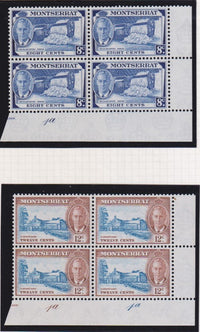 MONTSERRAT 1951  SET  IN SUPERB UNMOUNTED MINT PLATE/CYLINDER BLOCKS