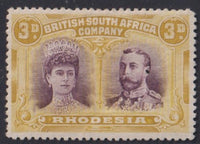 RHODESIA 1910 3d DOUBLE HEAD FINE  MINT SG 134 #1031