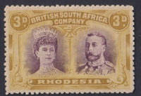 RHODESIA 1910 3d DOUBLE HEAD FINE UNMOUNTED MINT SG 134 #1033