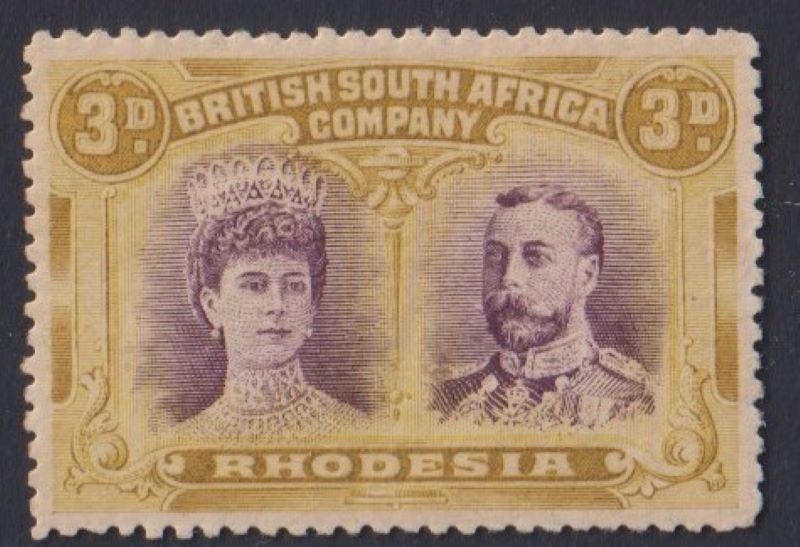 RHODESIA 1910 3d DOUBLE HEAD FINE UNMOUNTED MINT SG 134 #1033