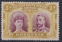RHODESIA 1910 3d DOUBLE HEAD FINE MINT SG 136  #1035