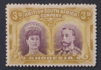 RHODESIA 1910 3d DOUBLE HEAD FINE MINT SG 137  #1037