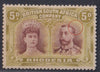 RHODESIA 1910 5d DOUBLE HEAD FINE MINT "WISP ON KING'S HEAD"  SG 141  #1050