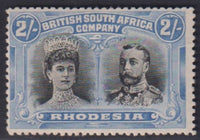RHODESIA 1911 2/- DOUBLE HEAD FINE MINT SG 153  #1119 POS 28 - DOT LEFT OF TIARA