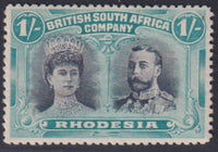 RHODESIA 1910 1/- DOUBLE HEAD UNMOUNTED MINT SG 151  #1143